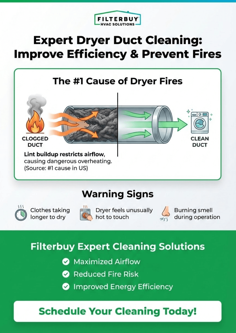 Infographic of Best Dryer Duct Cleaning Service Near Me: Improve Efficiency and Prevent Fires With Expert Cleaning from HVAC.Filterbuy.com