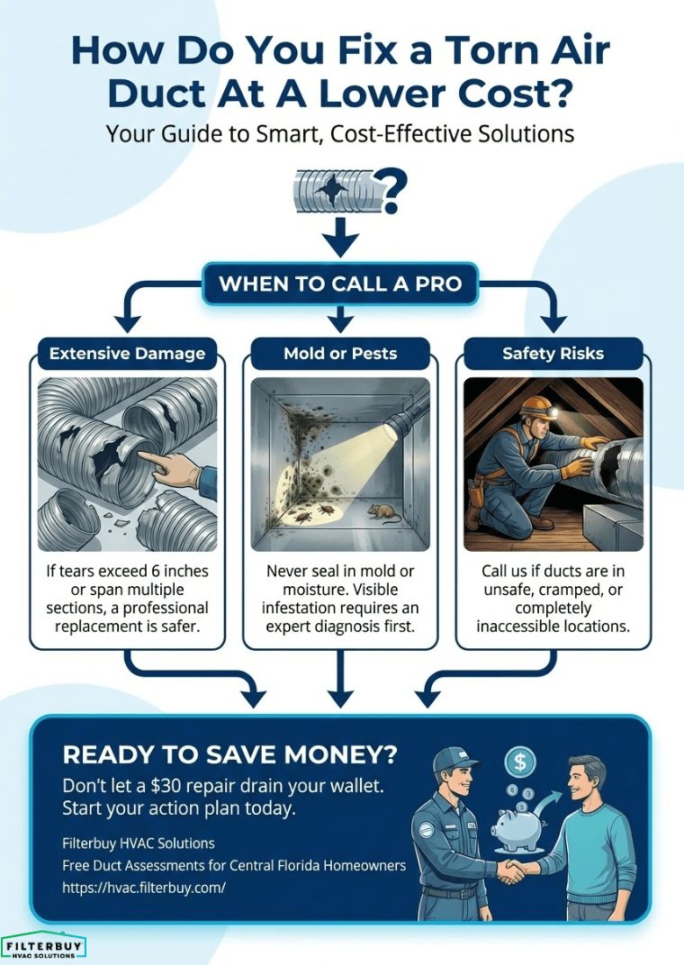 Infographic of How Do You Fix a Torn Air Duct At A Lower Cost?