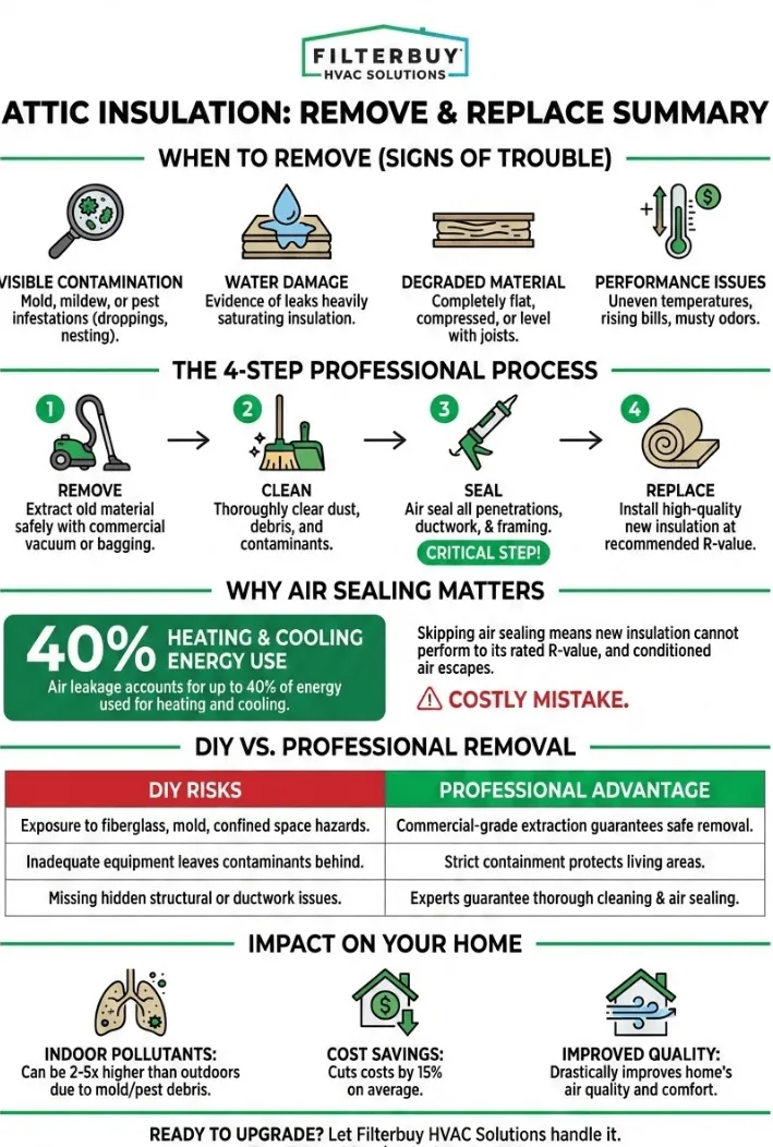 Infographic of Struggling with Attic Insulation? How to Replace & Remove It Near You
