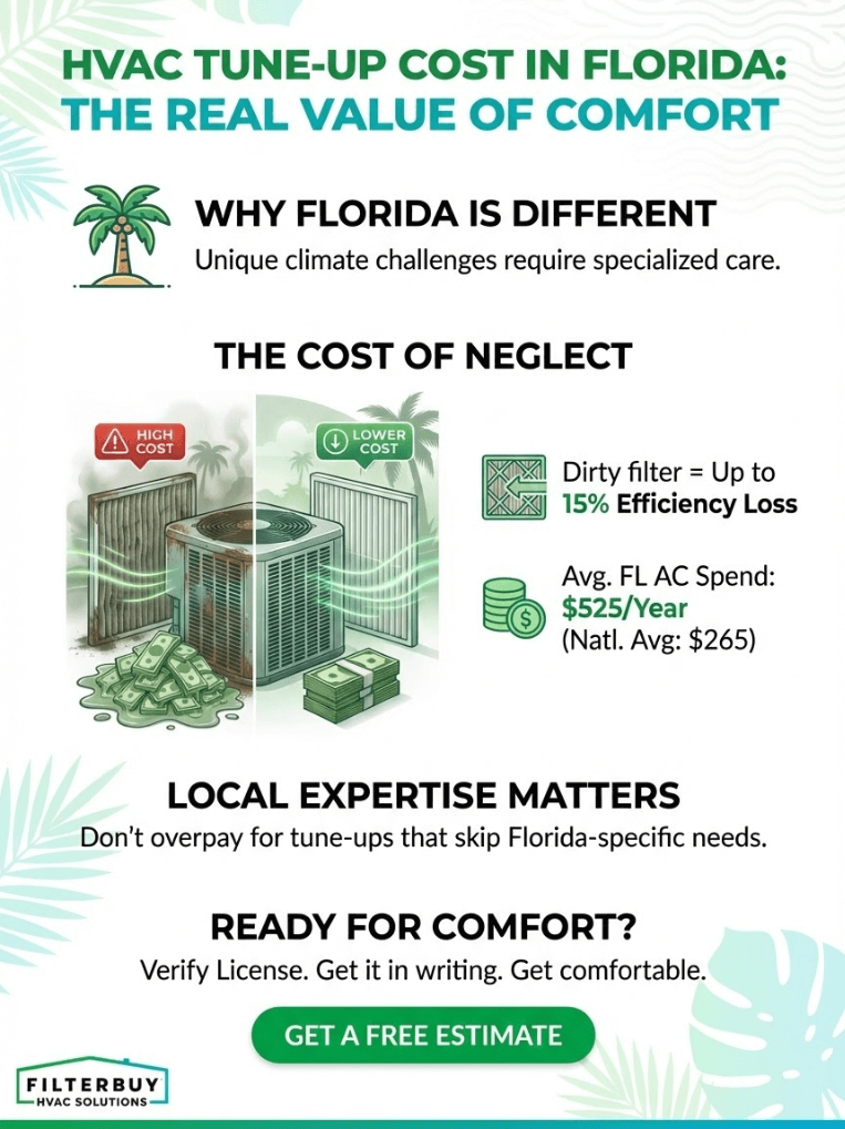 infographic of HVAC Tune-Up Cost in Florida vs. Other States